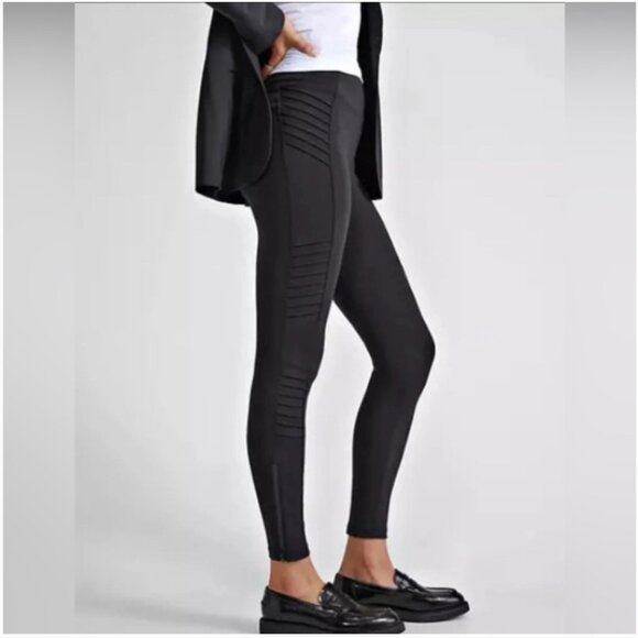 Athleta Delancey Moto Tights Black – Medium Athleisure Zipper Ankle Leggings - Picture 1 of 15